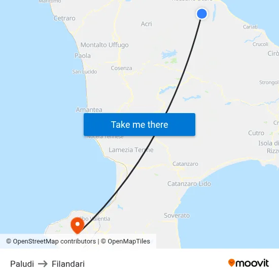 Paludi to Filandari map