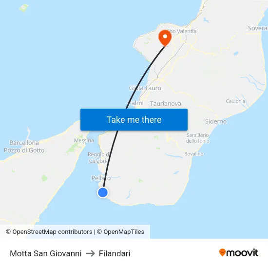 Motta San Giovanni to Filandari map