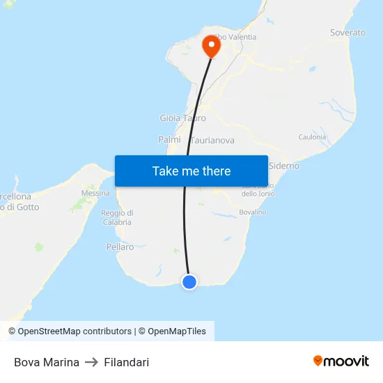 Bova Marina to Filandari map