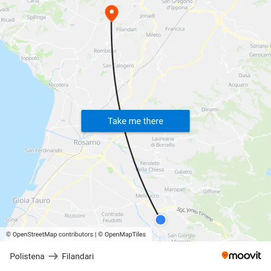 Polistena to Filandari map