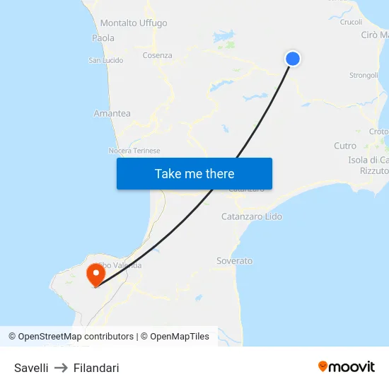 Savelli to Filandari map