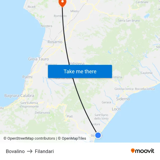 Bovalino to Filandari map