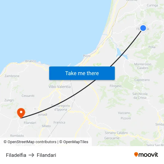 Filadelfia to Filandari map