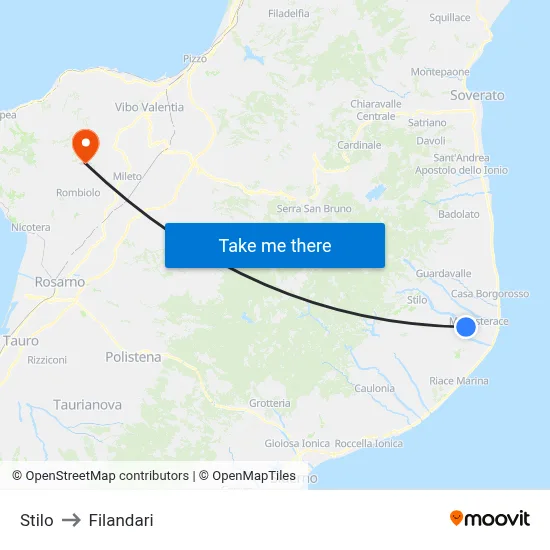 Stilo to Filandari map