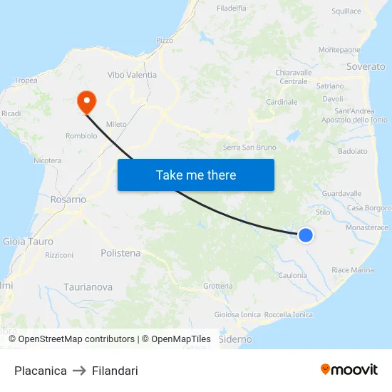 Placanica to Filandari map