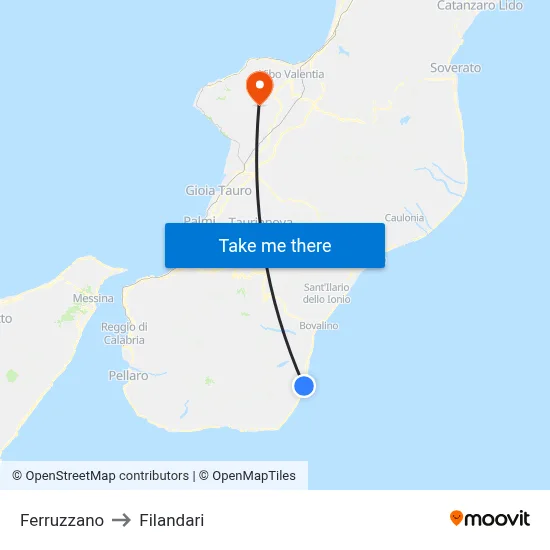 Ferruzzano to Filandari map