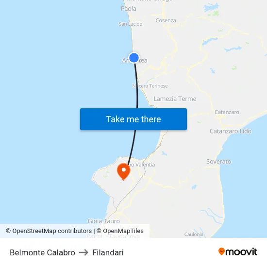 Belmonte Calabro to Filandari map