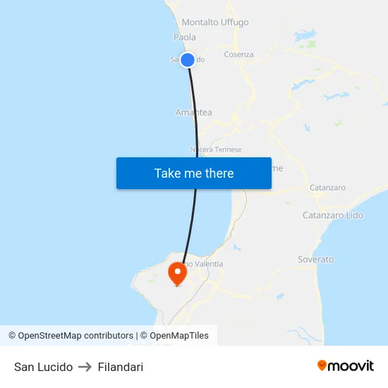 San Lucido to Filandari map