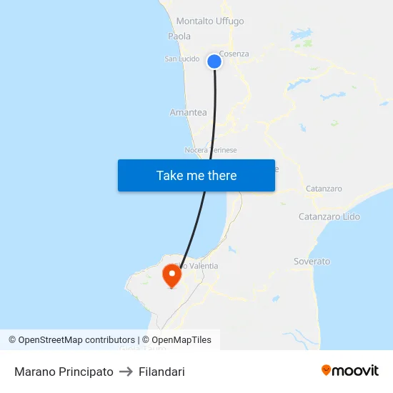 Marano Principato to Filandari map