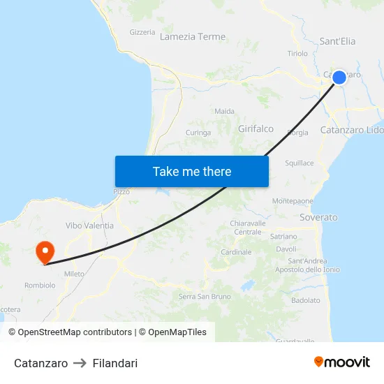 Catanzaro to Filandari map