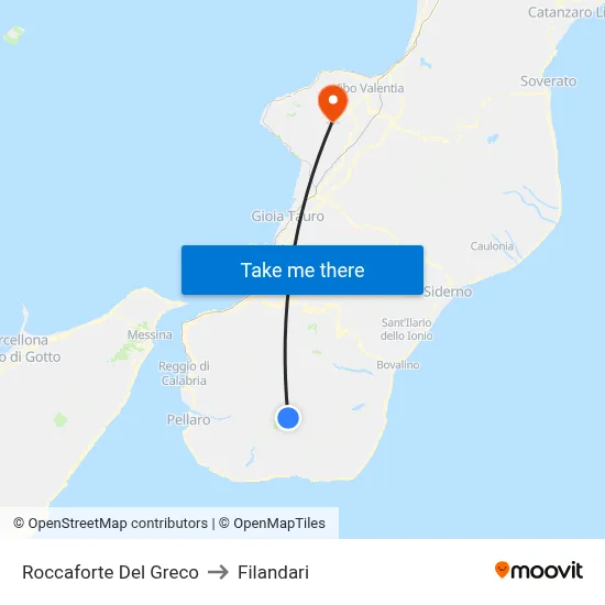 Roccaforte Del Greco to Filandari map