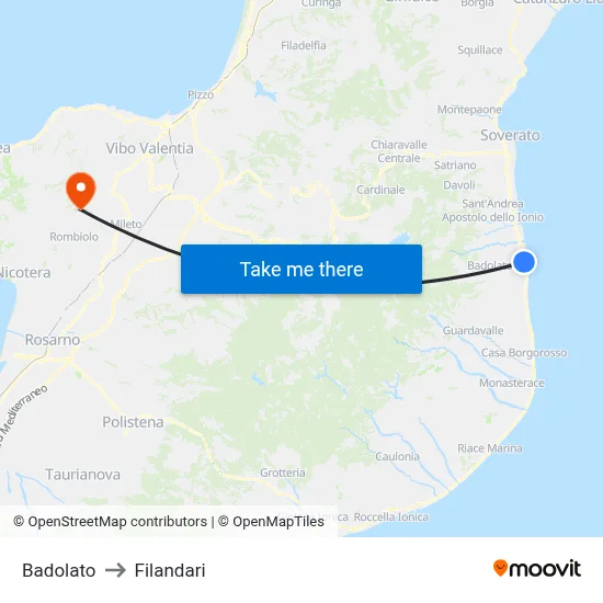 Badolato to Filandari map