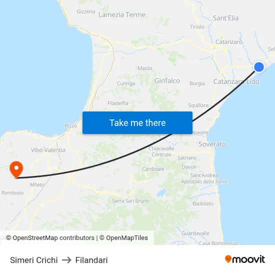 Simeri Crichi to Filandari map