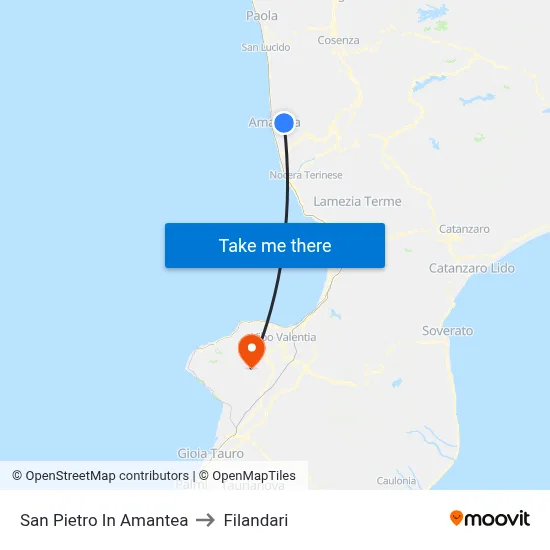 San Pietro In Amantea to Filandari map