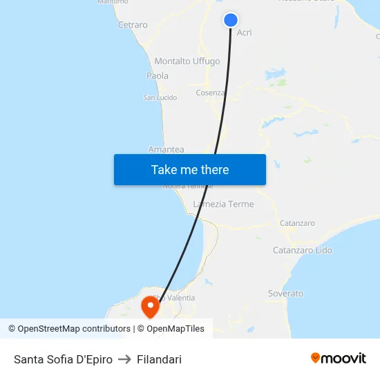 Santa Sofia D'Epiro to Filandari map