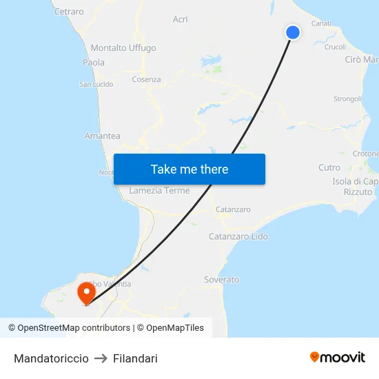 Mandatoriccio to Filandari map