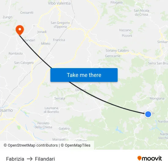 Fabrizia to Filandari map
