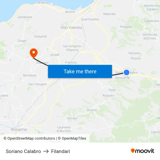 Soriano Calabro to Filandari map