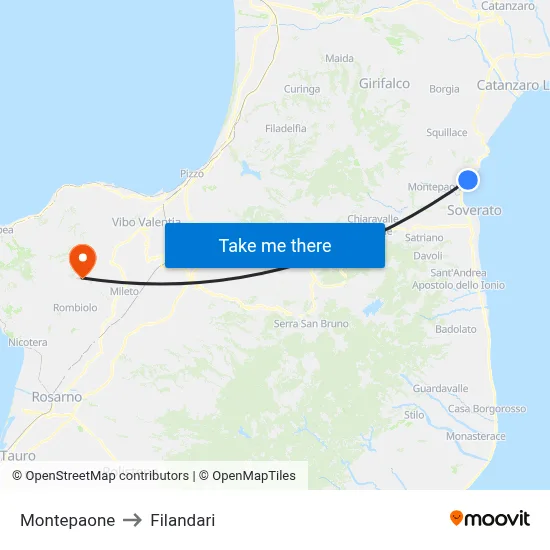 Montepaone to Filandari map
