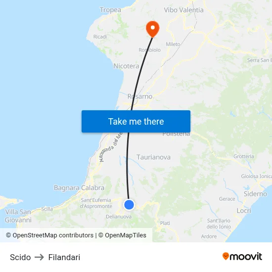 Scido to Filandari map