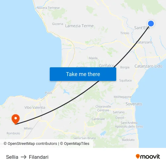 Sellia to Filandari map