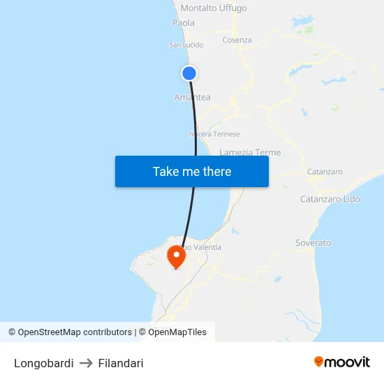 Longobardi to Filandari map