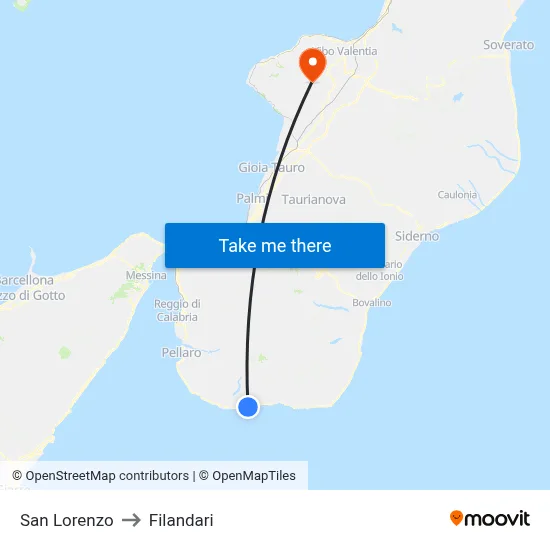 San Lorenzo to Filandari map