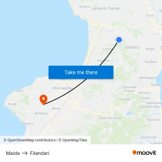Maida to Filandari map