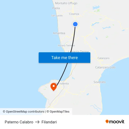 Paterno Calabro to Filandari map