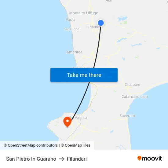 San Pietro In Guarano to Filandari map