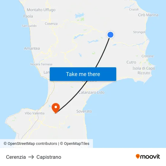 Cerenzia to Capistrano map