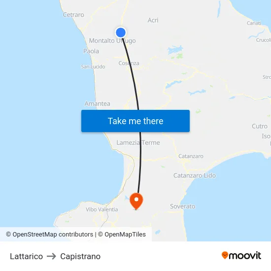 Lattarico to Capistrano map