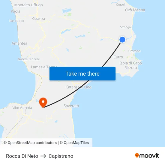 Rocca Di Neto to Capistrano map