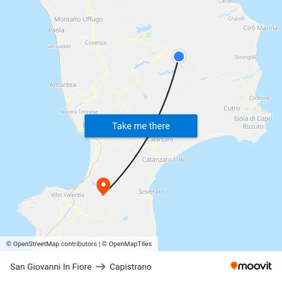 San Giovanni In Fiore to Capistrano map