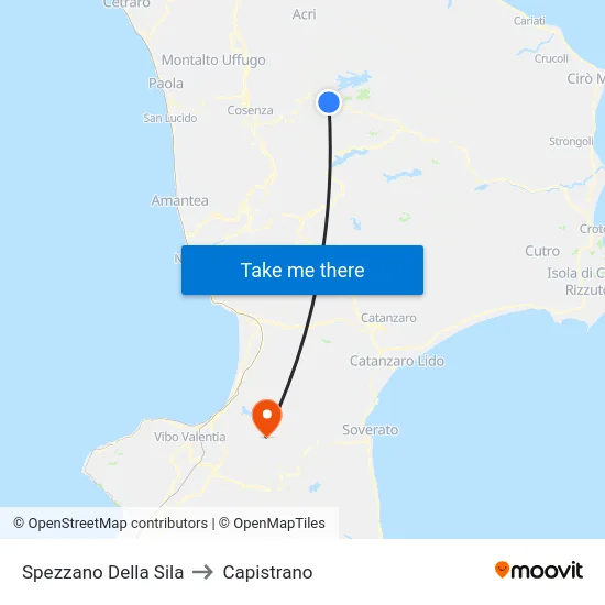 Spezzano Della Sila to Capistrano map