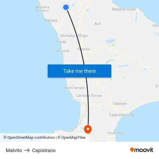 Malvito to Capistrano map