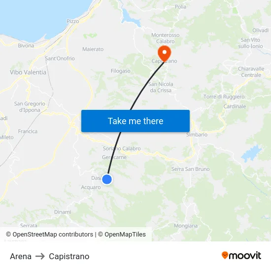 Arena to Capistrano map