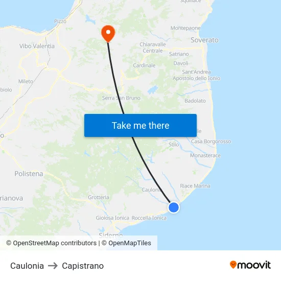 Caulonia to Capistrano map