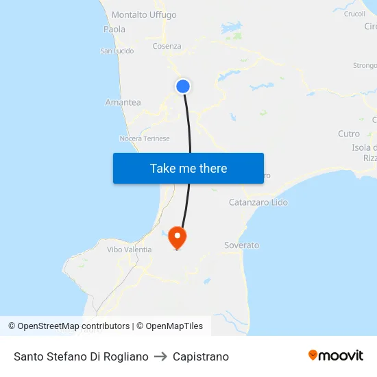 Santo Stefano Di Rogliano to Capistrano map