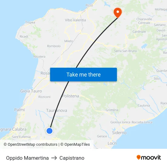 Oppido Mamertina to Capistrano map