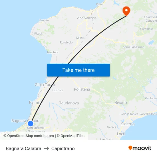 Bagnara Calabra to Capistrano map