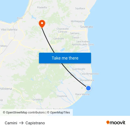 Camini to Capistrano map