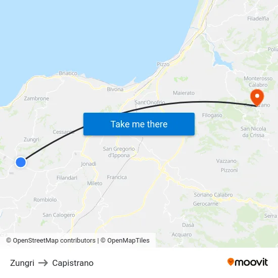 Zungri to Capistrano map