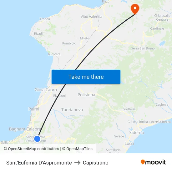 Sant'Eufemia D'Aspromonte to Capistrano map