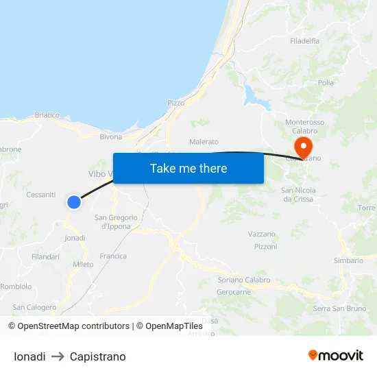 Ionadi to Capistrano map