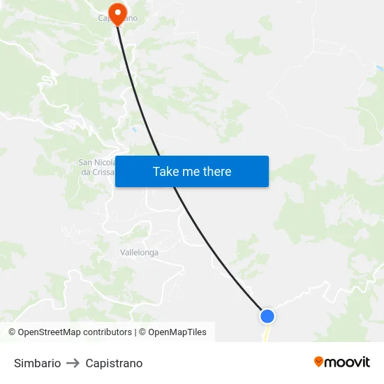 Simbario to Capistrano map