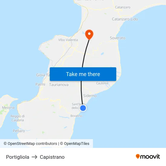 Portigliola to Capistrano map
