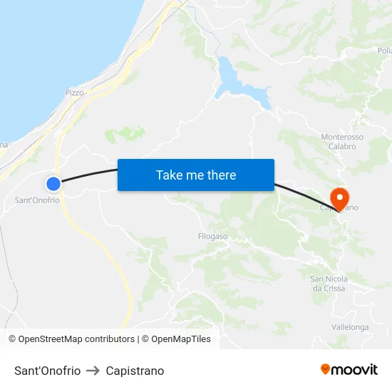 Sant'Onofrio to Capistrano map