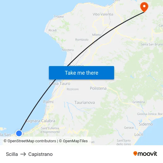 Scilla to Capistrano map