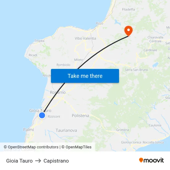 Gioia Tauro to Capistrano map